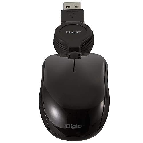 Digio2 マウス 小型 巻取 有線 3ボタン BlueLED ブラック Z8641 Digio2 マウス 小型 巻取 有線 3ボタン BlueLED ブラック Z8641