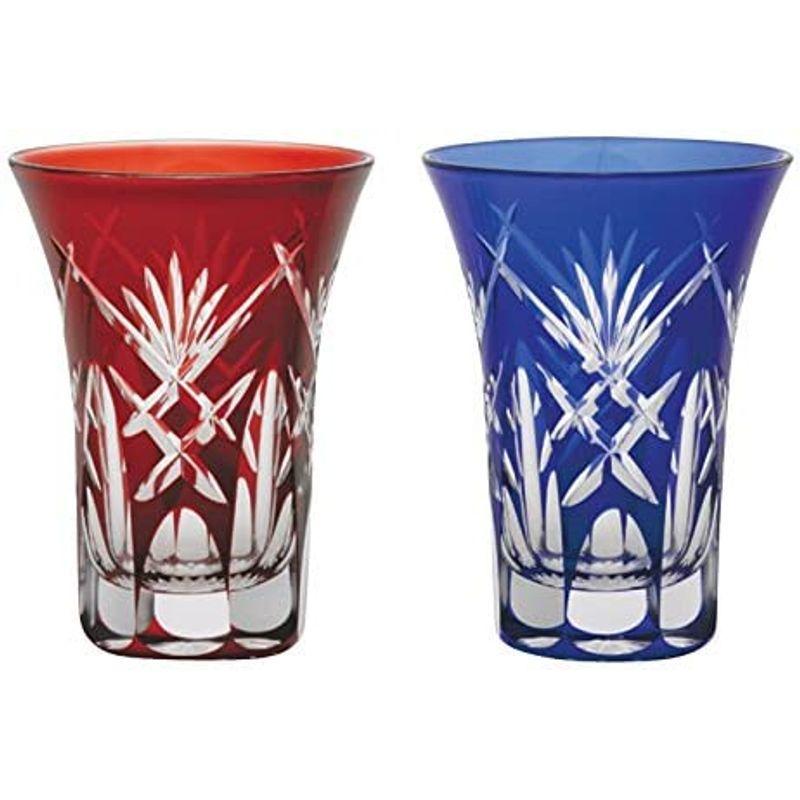 江戸切子 朝顔グラス ペア 四つ割剣矢来 Ky 7 8