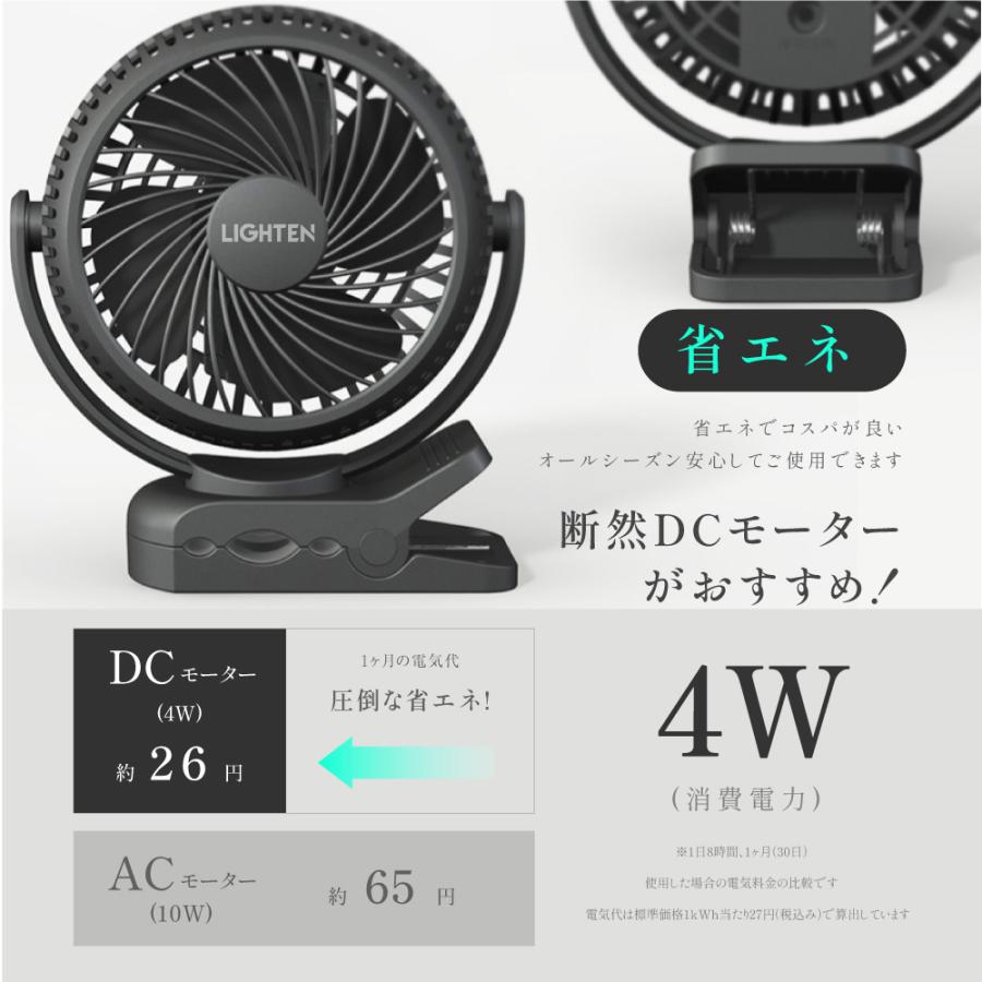 充電式扇風機 クリップ式 卓上扇風機 スタンド式 静音 風量3段階 ベビーカー 小型 クリップ 扇風機 卓上 サーキュレーター USB コードレス xr-cf160｜mochizukistore｜05