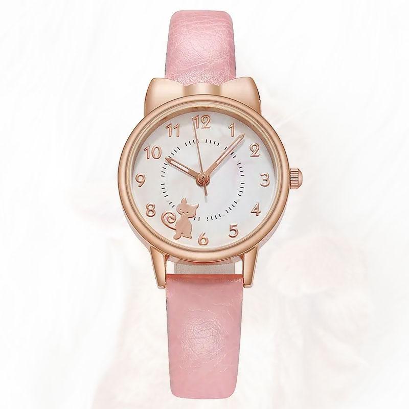 腕時計レディース安い 猫のデザイン腕時計 大人可愛いローズゴールドのネコ  クォーツで通勤向け |  | 17