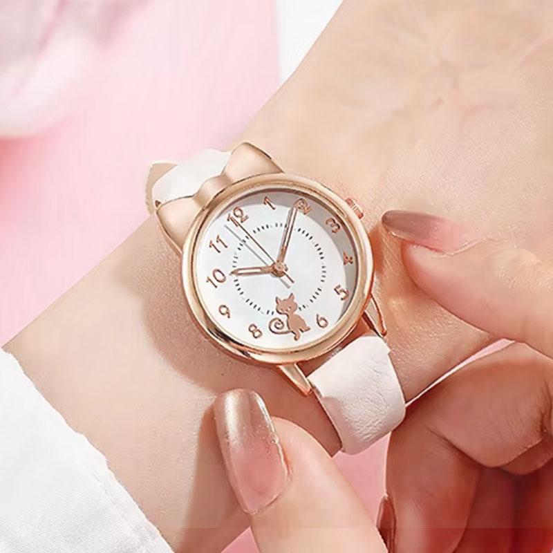 腕時計レディース安い 猫のデザイン腕時計 大人可愛いローズゴールドのネコ  クォーツで通勤向け |  | 07