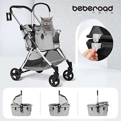 BEBEROAD PETS ペットカート 犬用ベビーカー 分離型 ペットカート 猫バギー 折りたたみ ペットカート 犬 カート 小型犬 中型犬 猫 多頭 バギー 分離型 軽量 コン ペットカート 約 分離型