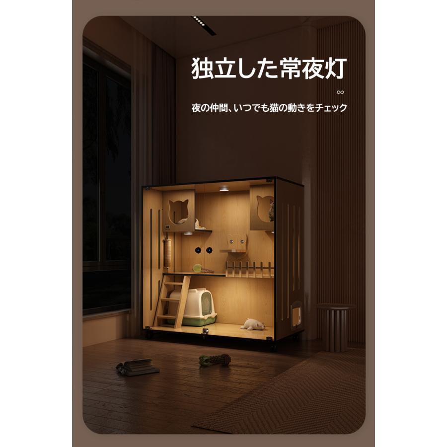 猫 ケージ 3段 木製 キャットケージ 大型 おしゃれ 透明ガラスドア キャスター 猫ゲージ 保護 脱走防止 留守番 組立簡単 室内飼い 幅60cm*奥行60cm*高さ120cm