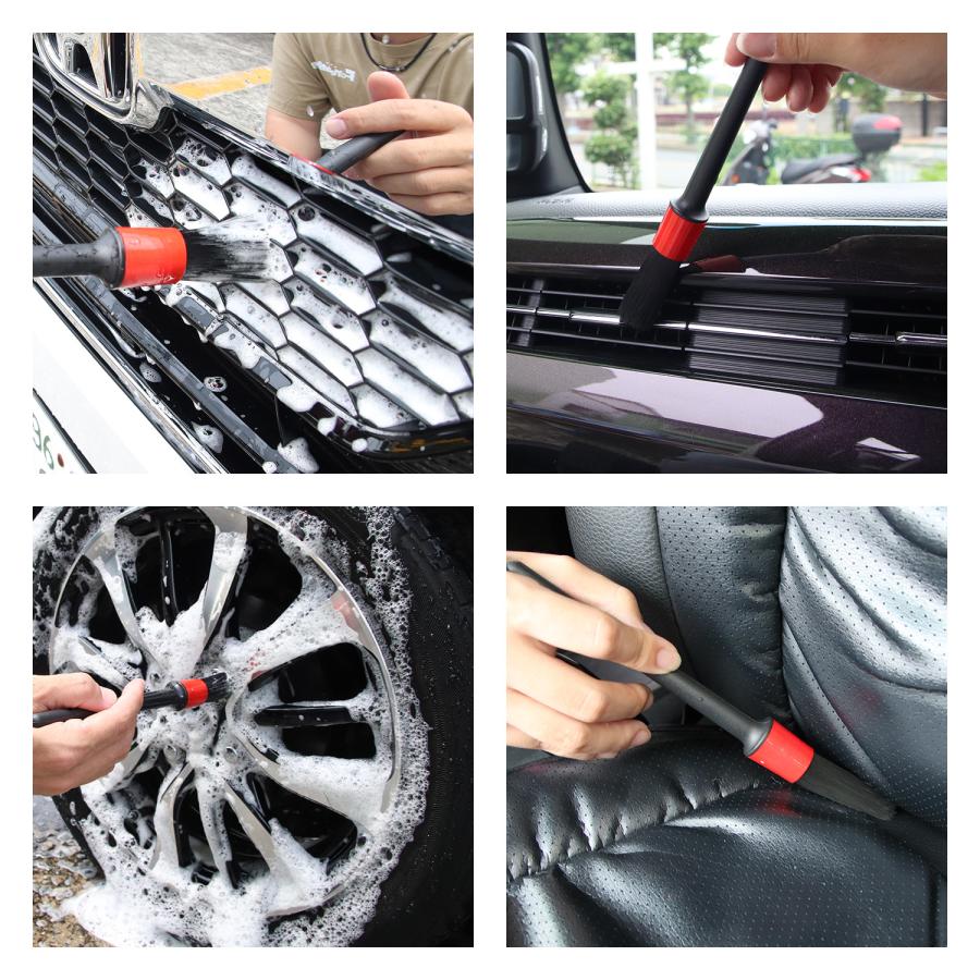 洗車ブラシ 5本セット 傷つかない ディテールブラシ 筆タイプ 柔らか毛 ホイールブラシ 細い 隙間 内装 外装 ナット周り対応 高級豚毛 ボディ用 |  | 12
