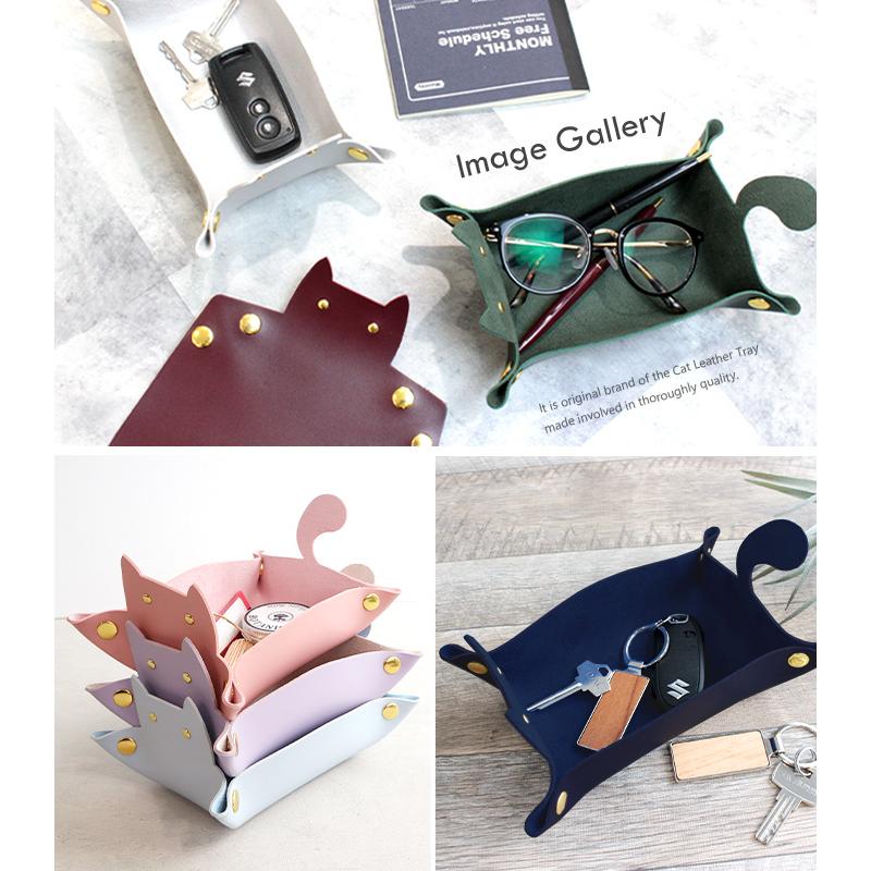 猫 トレイ 小物 置き 小物入れ アクセサリートレイ PUレザー トレー