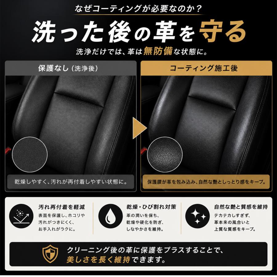 mocola レザーシートコーティング 車 本革シート クリーナー 艶出し 防汚 ひび割れ防止 洗車用品 黒ずみ テカリ防止 レザーケア SUV対応 日本製 |  | 03