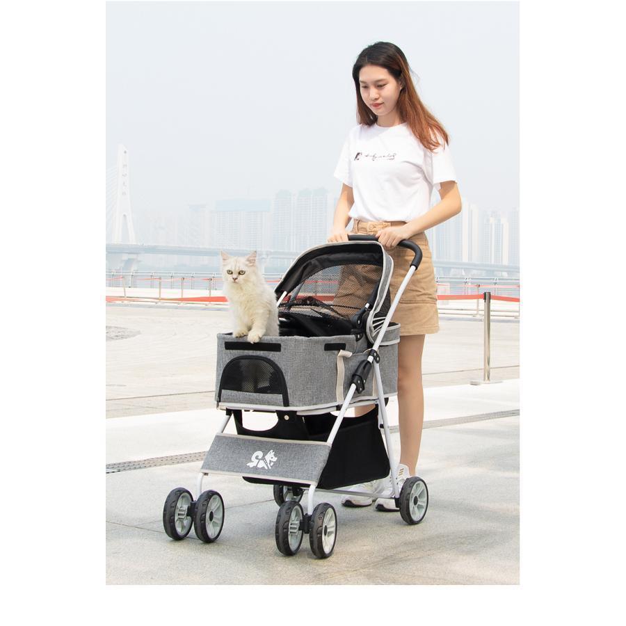 正規品 ペットカート 折りたたみ 取り外し可能 小さく畳める 犬 猫 多頭 ペットキャリー カート 25kgまで 中型犬 お散歩 おでかけ 【2163751011】(12007円)
