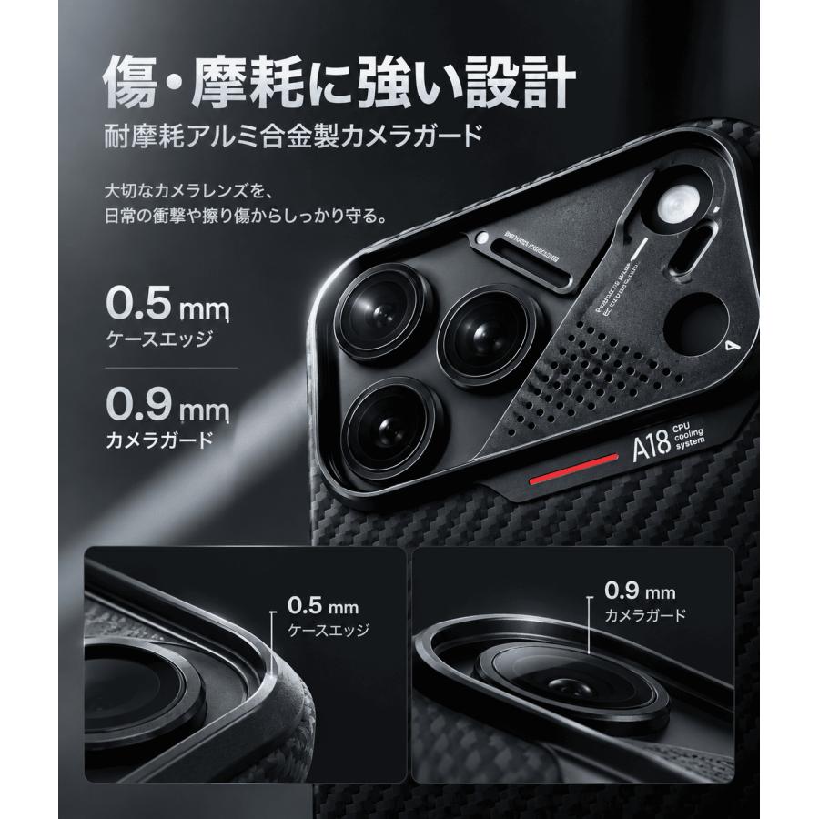 AULUMU A18 iPhone 18 Pro / 18 Pro Max ケース 1500D アラミド繊維 MagSafe対応 1.3mm 超薄型 軽量 CoolHyper放熱 アルミカメラガード レビュー 100日保証 |  | 06