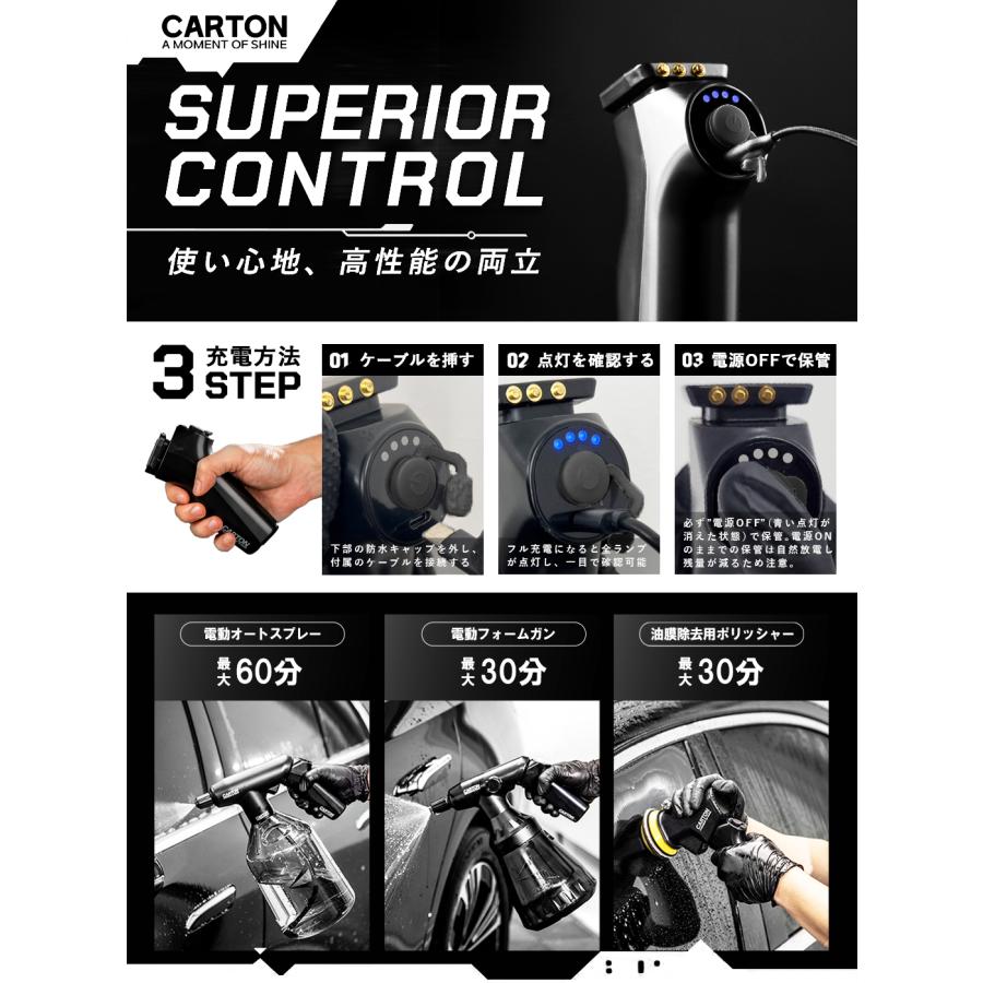 CARTON 3-IN-1 脱着式バッテリー 特許取得済み IPX6防水 LEDインジケーター残量表示 Type-C充電ケーブル付属 多用途対応 人口工学設計 国際賞受賞 |  | 03