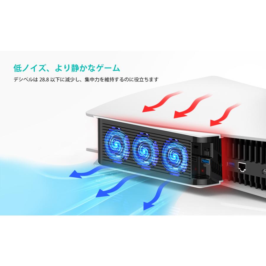PS5 冷却ファン 3つのファン 強化された冷却性能 サイレント冷却ファン Playstation5/PS5コンソール用放熱 USBポート付 外付けクーラー |  | 10