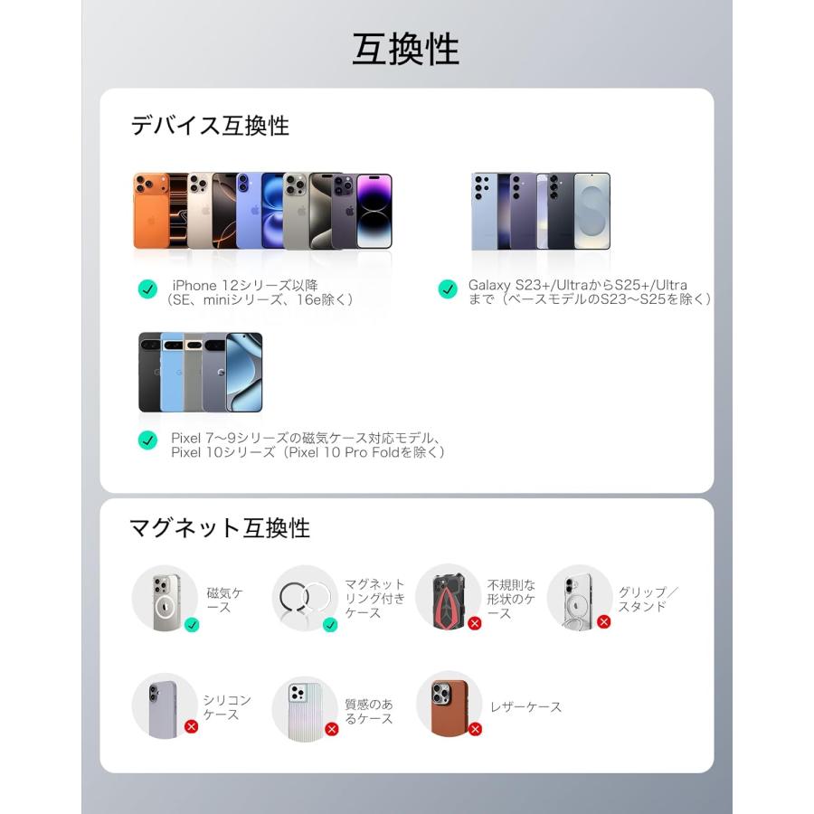 ESR Aura クラッチ MagSafe ウォレット カードケース 5枚収納 RFID スキミング防止 マグネット スマホ 財布 スタンド カードホルダー レビュー投稿 100日保証 | ESR | 11
