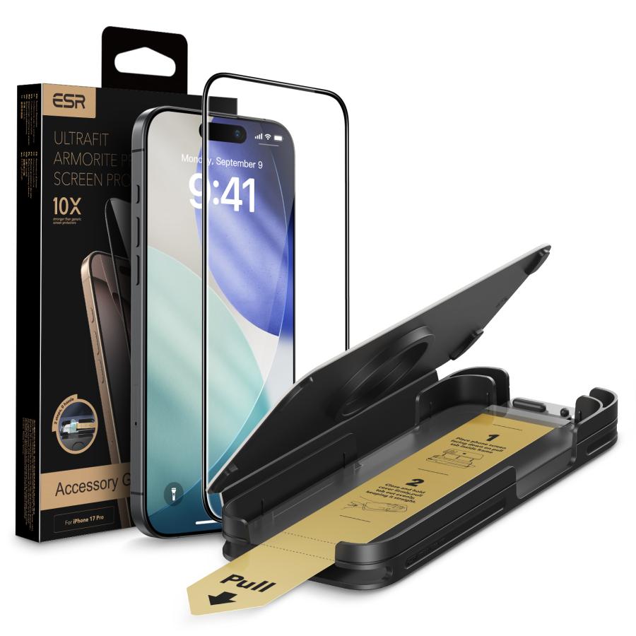 ESR iPhone 17 フィルム iPhone17 Pro Max ガラスフィルム UltraFit Armorite Pro 貼るだけ3秒 自動ホコリ除去 10倍強度 米軍規格 1枚 レビュー投稿 100日保証 | ESR | 08