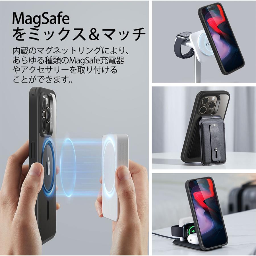 ESR  iPhone15 15Plus 15Pro 15Promax ハイブリッドケース HaloLock付き Magsafe対応 黄変しにくい 透明 傷に強い背面 クリア マグセーフ | ESR | 13