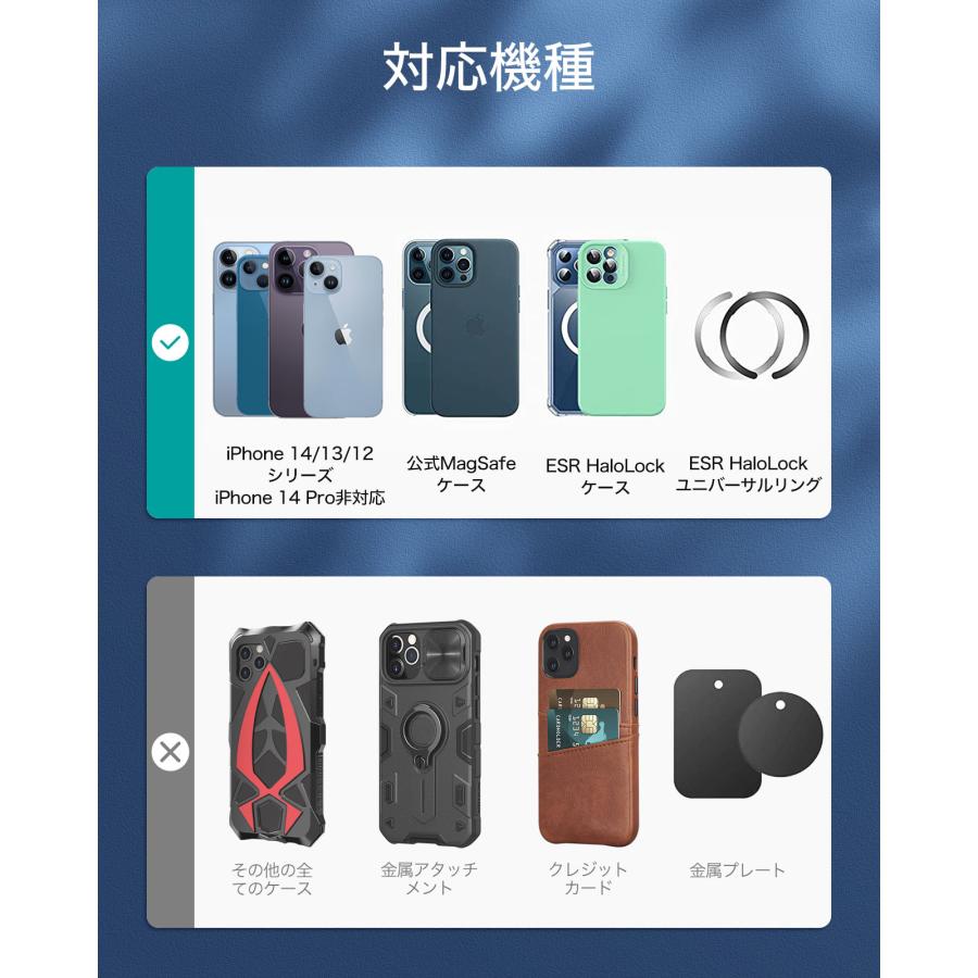 ESR 車載ホルダー 車載スマホホルダー 車載充電器 MagSafe対応 急速充電 ワイヤレス充電 360度回転  iPhone 15/14/13/12シリーズ用 充電対応 ブラック |  | 01