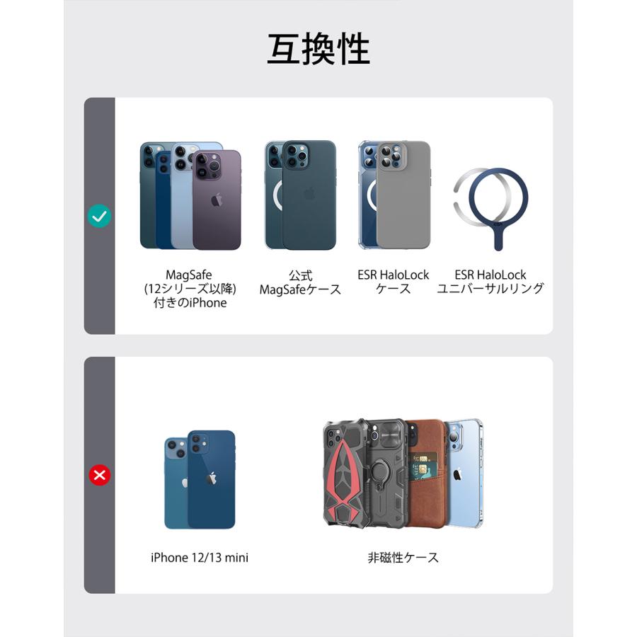 ESR スマホスタンド 財布 HaloLock ヴィーガンレザー ウォレットスタンド MagSafe対応 iPhone 17〜12シリーズ Magsafe対応 カード3枚収納 レビュー 100日保証 | ESR | 19