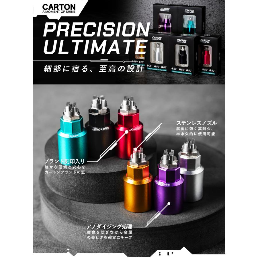 CARTON 扇形噴射ノズル POWER GRIP専用 25/50/80° アノダイジング加工 高耐久アルミ製 高級デザイン 6色カラー展開 洗車クオリティを変える あなた色のノズルで |  | 02