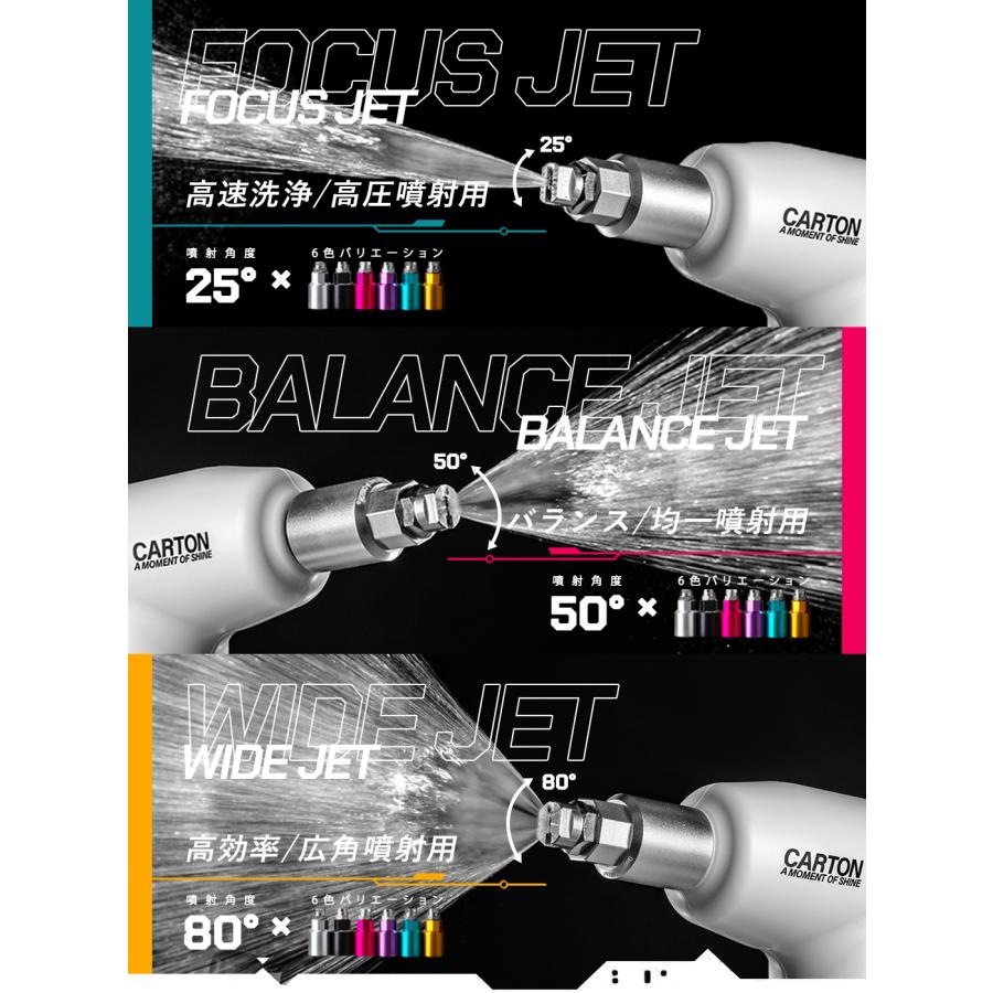 CARTON 扇形噴射ノズル POWER GRIP専用 25/50/80° アノダイジング加工 高耐久アルミ製 高級デザイン 6色カラー展開 洗車クオリティを変える あなた色のノズルで |  | 03