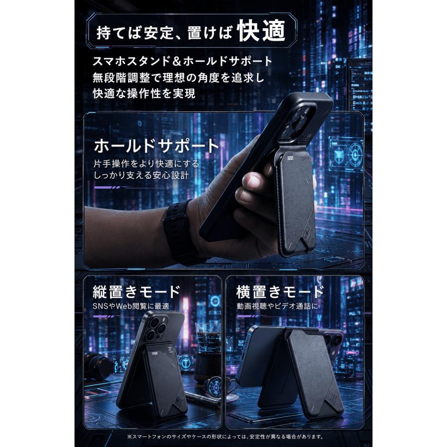 Aulumu G02 カードケース Magsafe対応 スマホスタンド 【スワイプカード/オープンIDウィンドウ】 iPhone 17/16/15/14/13/12シリーズ用 レビュー投稿 100日保証 |  | 02