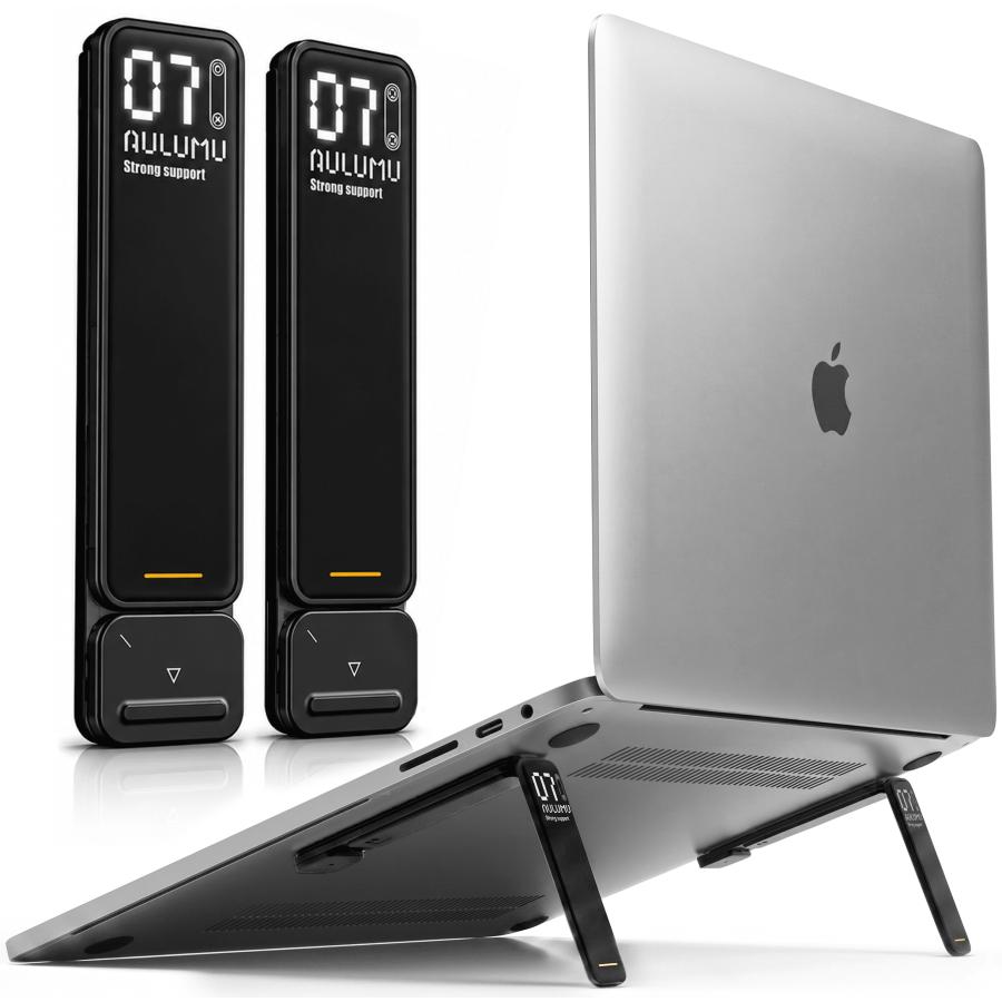 Aulumu G07 ノートパソコンスタンド 【超軽量＆コンパクト】 ポップアップ式 軽量 亜鉛合金 MacBook Air Pro Dell Lenovo 腰痛/猫背防止 レビュー投稿 100日保証 |  | 07