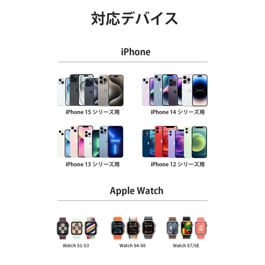 MagSafe充電器 apple watch iPhone 充電器 ワイヤレス充電器 3in1 マグネット式 スマホスタントド ランプ 点灯 軽量 typec 15W出力 Qi認証 KUULAA |  | 05