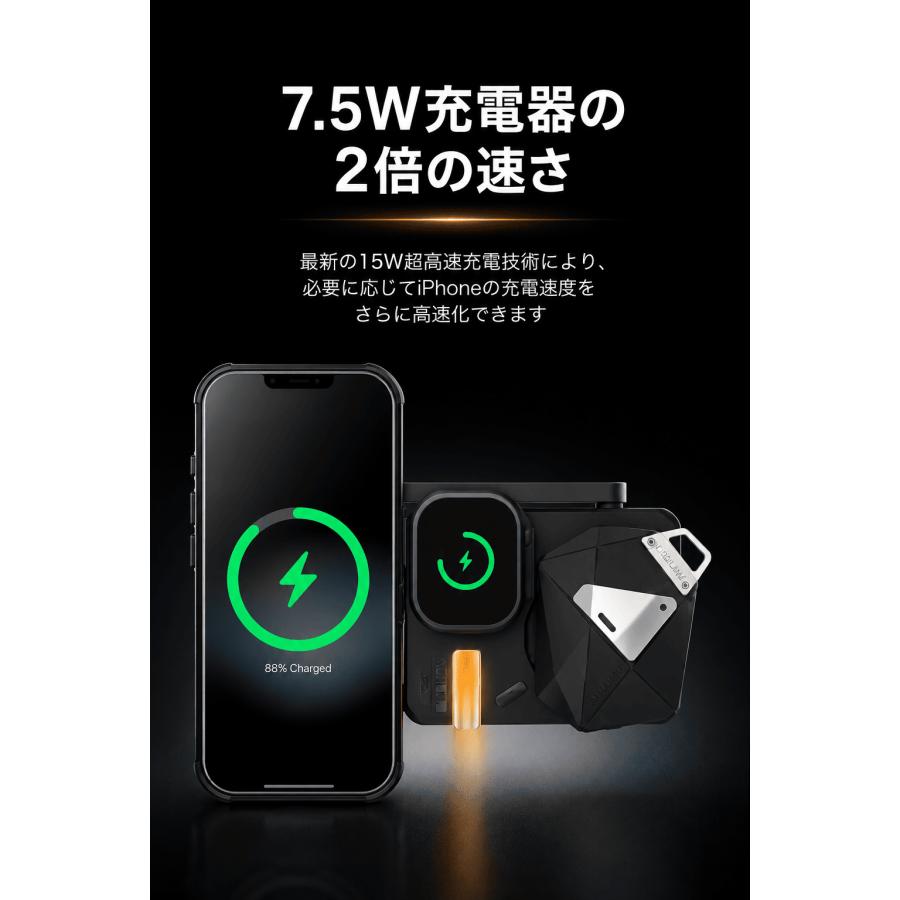 Aulumu M01 4in1 ワイヤレス充電器 MagSafe対応 充電スタンド iPhone AppleWatch AirPods 同時充電 最大35W 急速充電 折りたたみ マグセーフ レビュー100日保証 |  | 06
