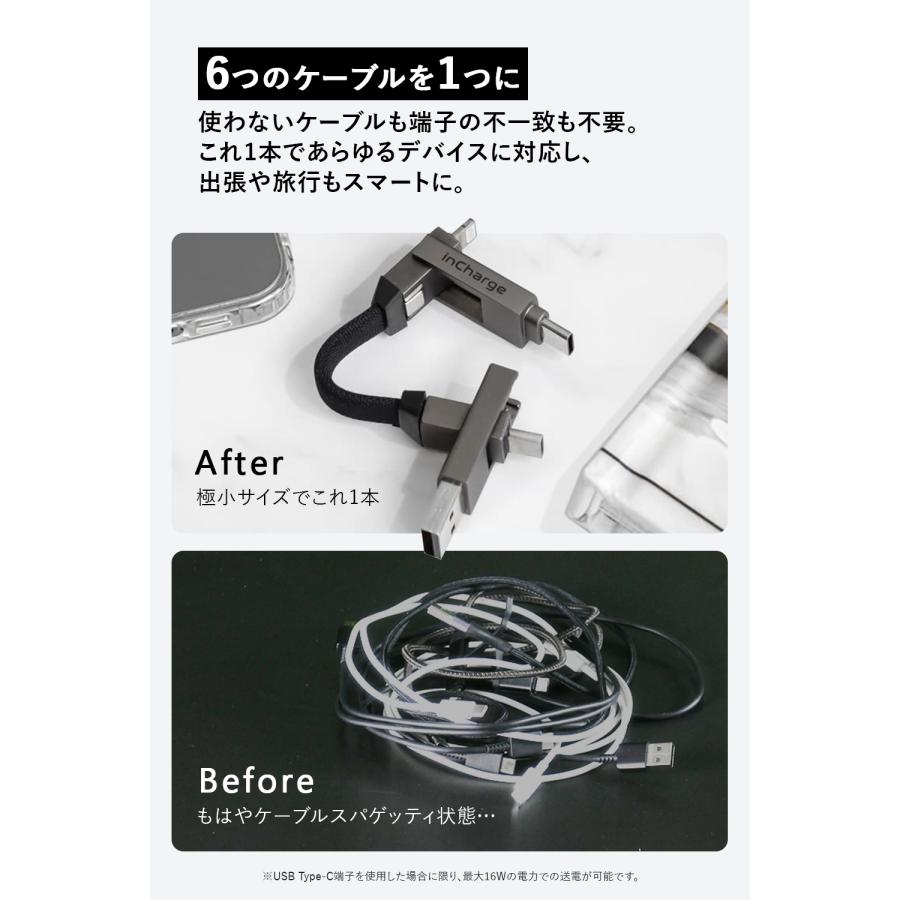 Rolling Square inCharge 6 キーリングケーブル 【6in1】 5in1 4in1 3in1 USB-C/Lightning対応 データ転送 マグネット ローリングスクエア レビュー 100日保証 |  | 06
