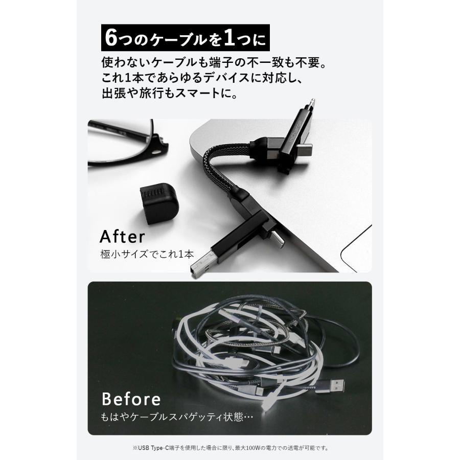 Rolling Square inCharge X キーリングケーブル 【6in1】 5in1 4in1 3in1  高速充電 USB-C/Lightning対応 データ転送 ローリングスクエア レビュー 100日保証 |  | 07