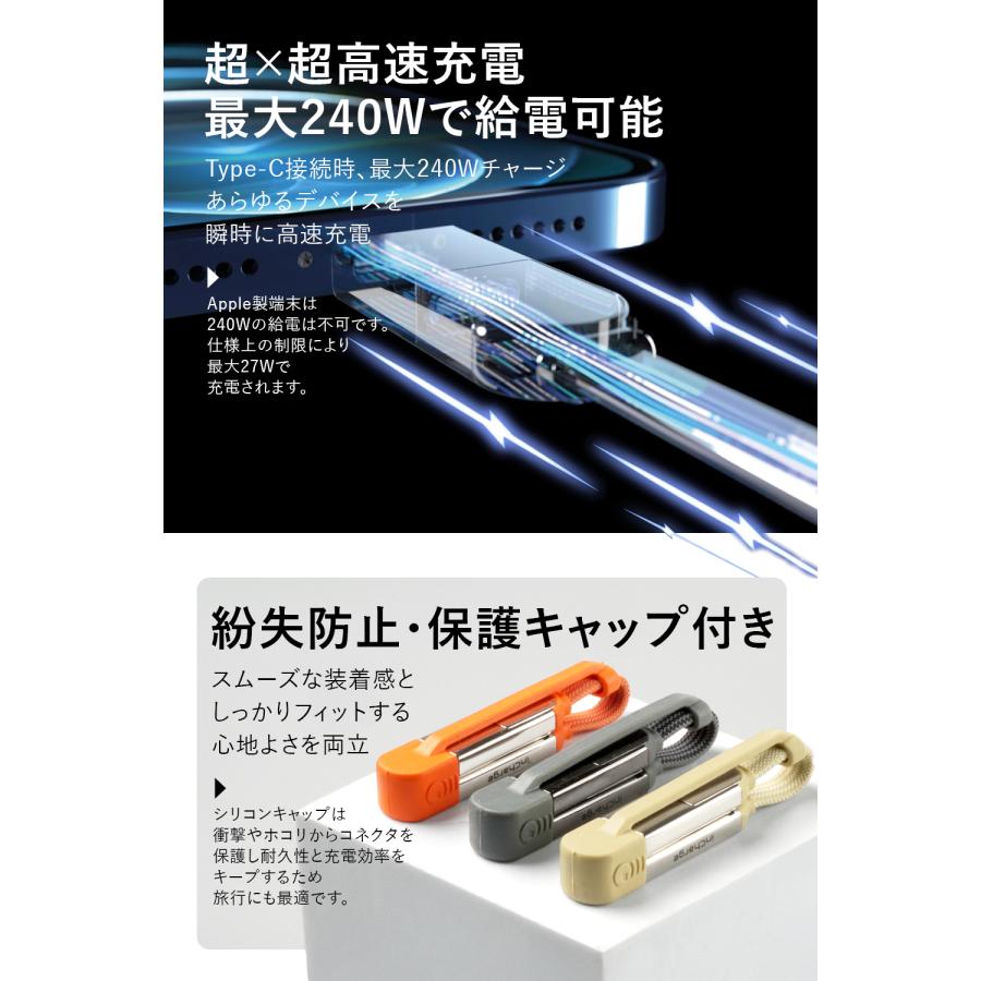 Rolling Square inCharge XS キーリングケーブル 【4in1】 3in1 高速充電 USB-C/Lightning対応 240W データ転送 磁石式 ローリングスクエア レビュー 100日保証 |  | 06