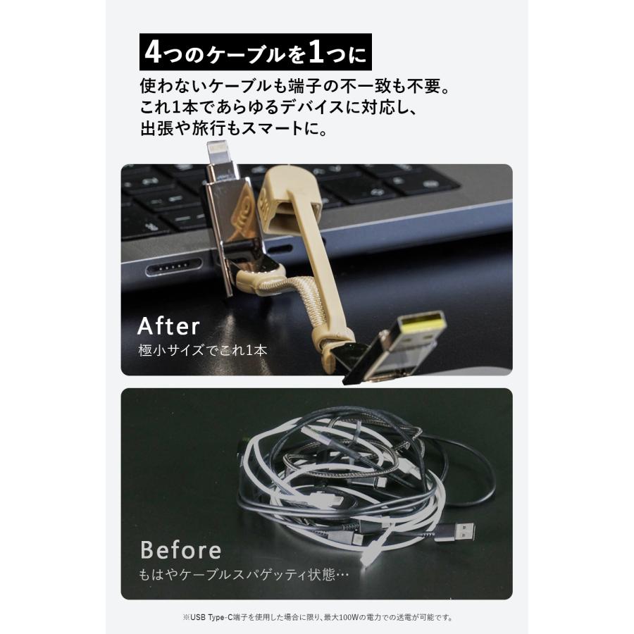 Rolling Square inCharge XS キーリングケーブル 【4in1】 3in1 高速充電 USB-C/Lightning対応 240W データ転送 磁石式 ローリングスクエア レビュー 100日保証 |  | 07