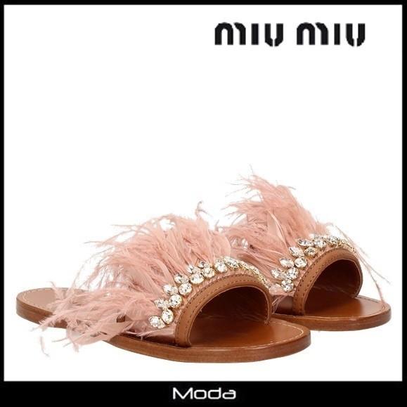 Miumiu ミュウミュウ サンダル レディース ブランド フラット フェザー オープントゥ Www Splitstudio Tv Index Php