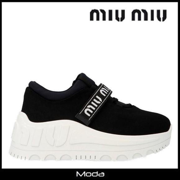 Miumiu ミュウミュウ スニーカー 黒 ブラック レディース ロゴ ベルクロ ローカット Unipymes Com