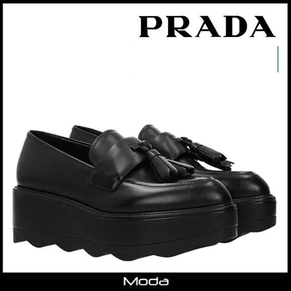プラダ ローファー レディース Prada タッセル 靴 黒 ブラック 厚底 Moda 通販 Yahoo ショッピング