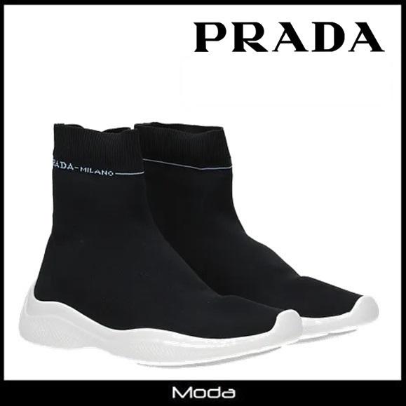 日本製 プラダ スニーカー レディース 黒 ブラック Prada 靴 スリッポン 激安の Sufianshawa Com
