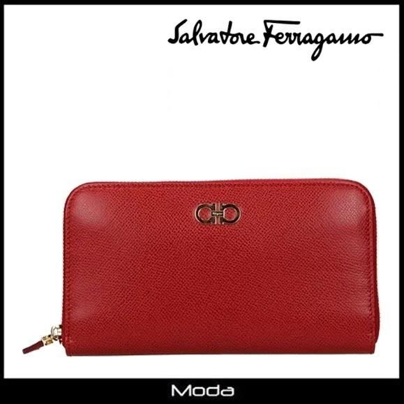 誕生日/お祝い フェラガモ 長財布 レディース レッド Ferragamo