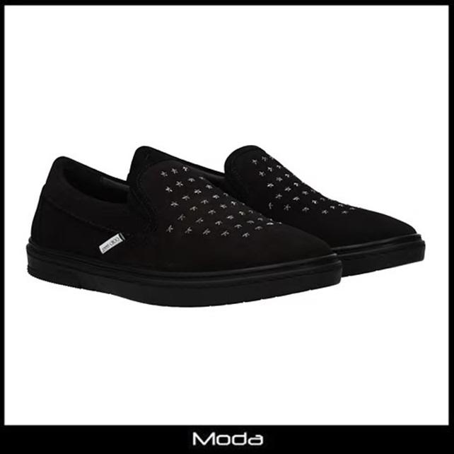 ジミーチュウ スニーカー メンズ 黒 ブラック Jimmy Choo 靴 スタッズ スリッポン