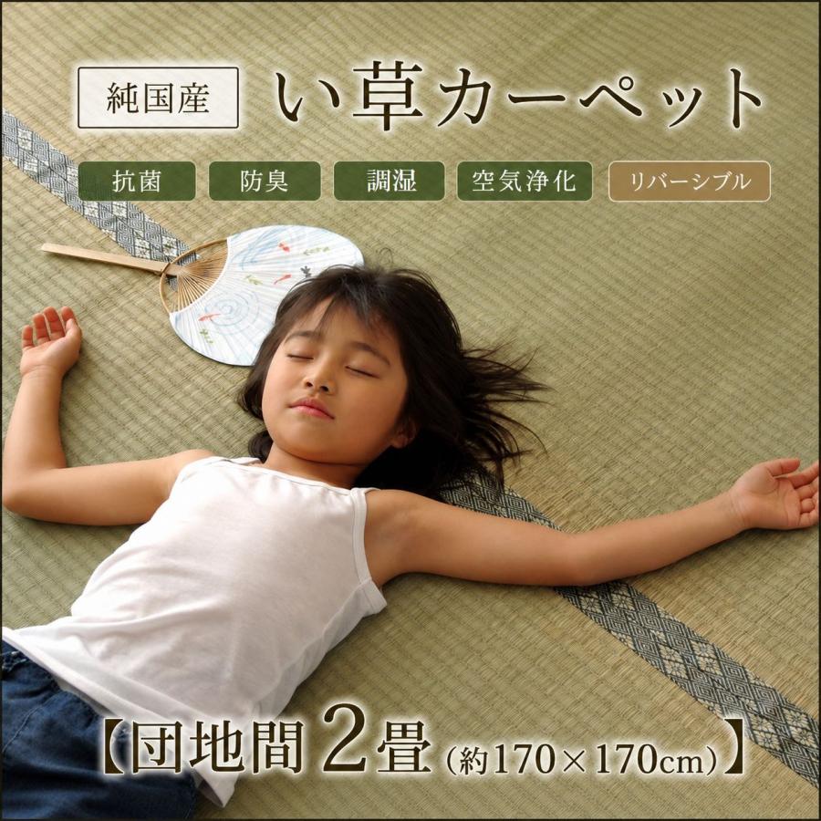 日本製い草100％使用カーペット 丈夫で長く使える リバーシブル 抗菌防臭【団地間2畳（約170×170cm）】 | 