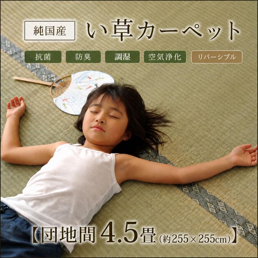 日本製い草100％使用カーペット 丈夫で長く使える リバーシブル 抗菌防臭【団地間4.5畳（約255×255cm）】 | 