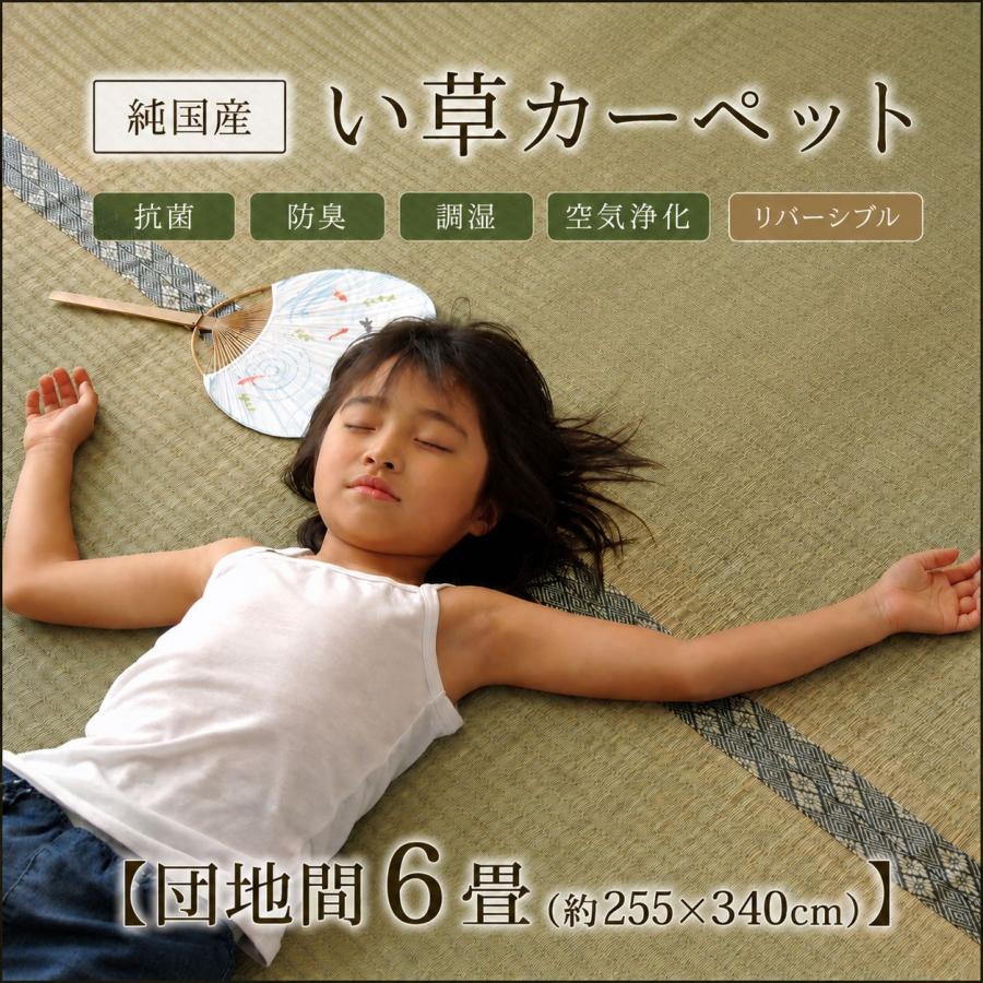 日本製い草100％使用カーペット 丈夫で長く使える リバーシブル 抗菌防臭【団地間6畳（約255×340cm）】 | 