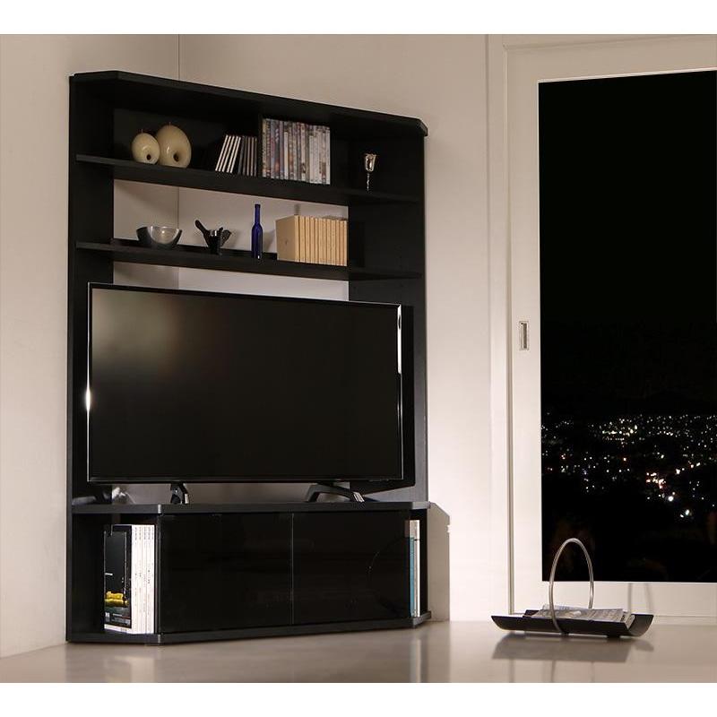 コーナーにも平面にも置ける薄型スタイリッシュテレビボード　52V対応可　収納力大　隠しキャスターで移動楽々　【幅120×奥行40.3×高さ162cm】 | 