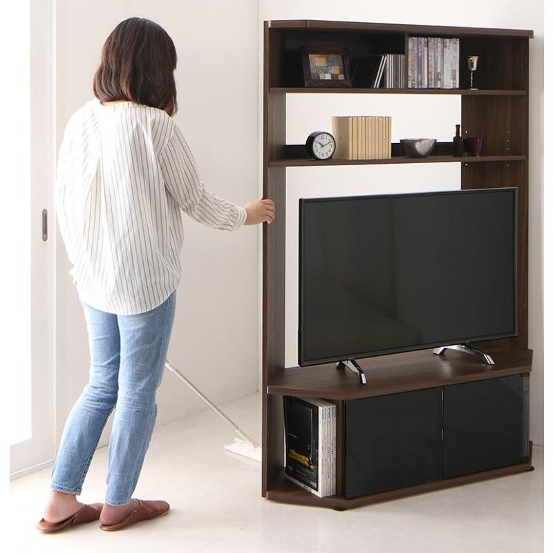 コーナーにも平面にも置ける薄型スタイリッシュテレビボード　52V対応可　収納力大　隠しキャスターで移動楽々　【幅120×奥行40.3×高さ162cm】 |  | 17