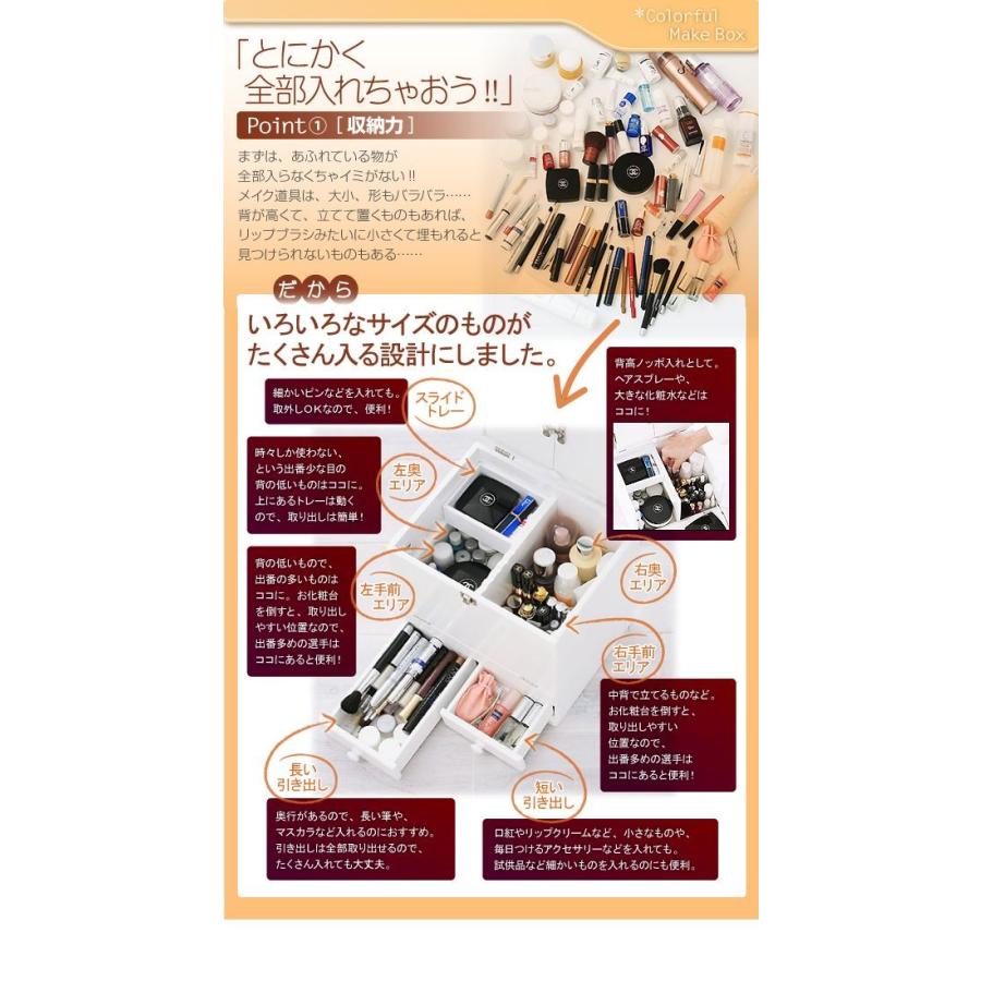 メイクボックス コスメボックス メイク道具入れ 大型 三面鏡付 収納力抜群 スッキリ整理 選べる5カラー |  | 01