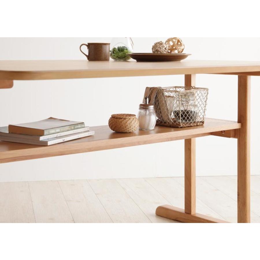 家族が集う便利な棚付きダイニングテーブル 単品 天然木 高さ低め