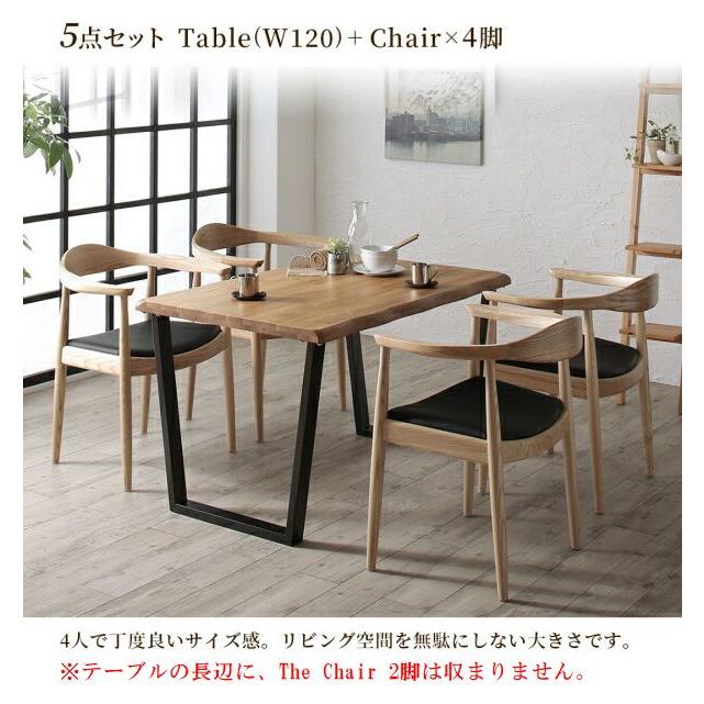 自然美とモダンが交わるデザイナーズダイニング5点セット 【テーブル＋チェア4】【テーブル幅120cm】 |  | 01