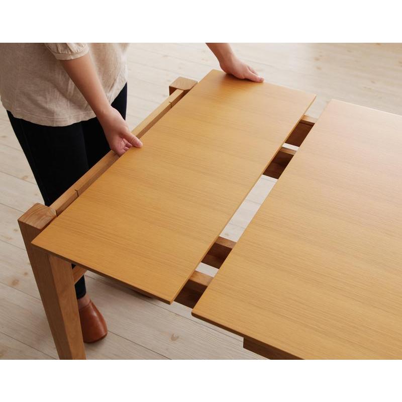 3ステップで伸ばせる伸長式ダイニングテーブル 単品 天然木 ラック付 |  | 08