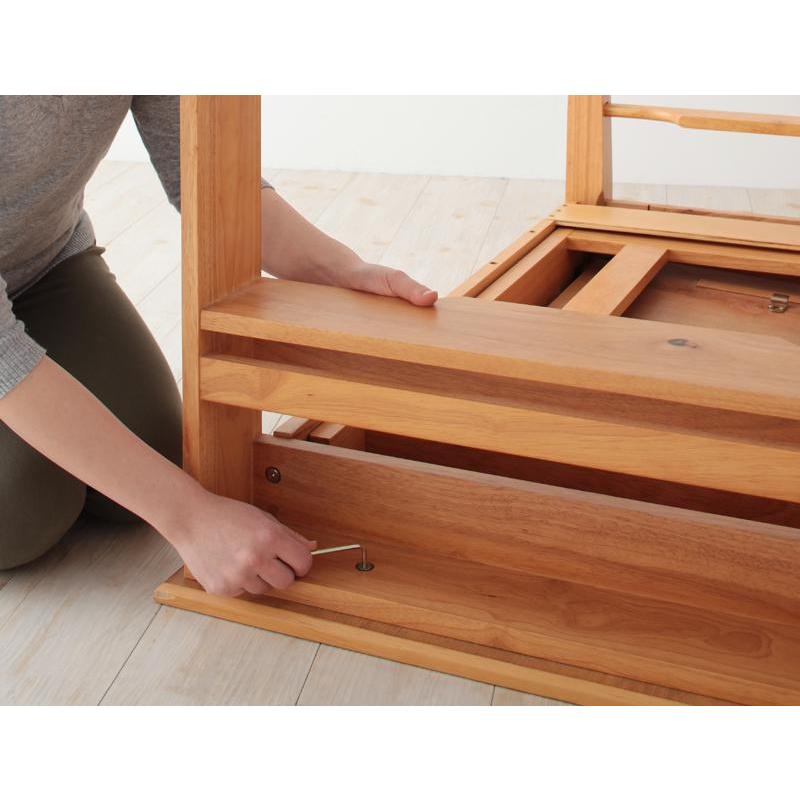 3ステップで伸ばせる伸長式ダイニング5点セット 天然木 おしゃれ棚付 【伸長式テーブル1＋チェア4】 |  | 13