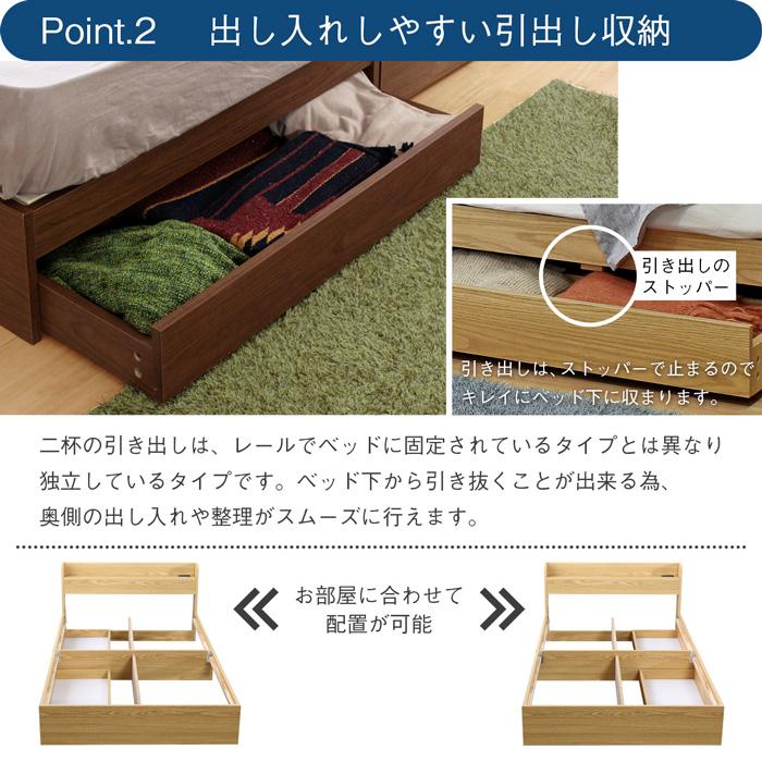 安心の高強度仕上げ大人デザイン宮付ベッドフレーム フレームのみ 引き出し収納【クイーン】 |  | 03
