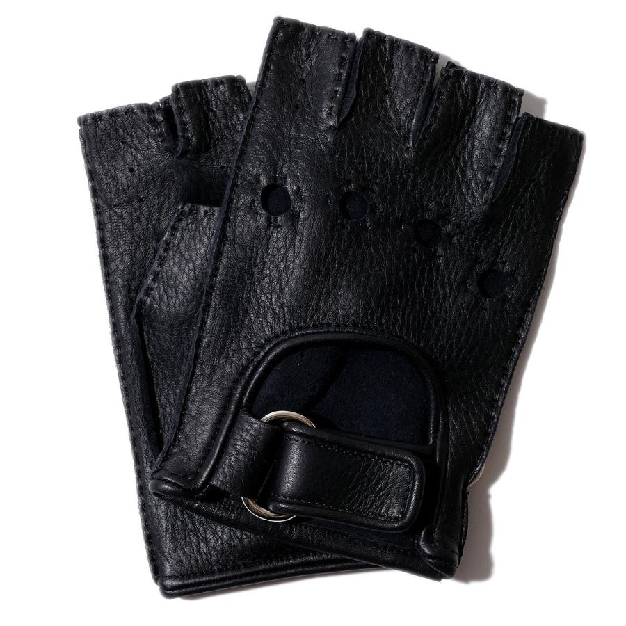 メローラ カットオフ ドライビンググローブ ZU420 ブラック ディアスキン 手袋指なし メンズ イタリア製 MEROLA 手ぶくろ 男性用