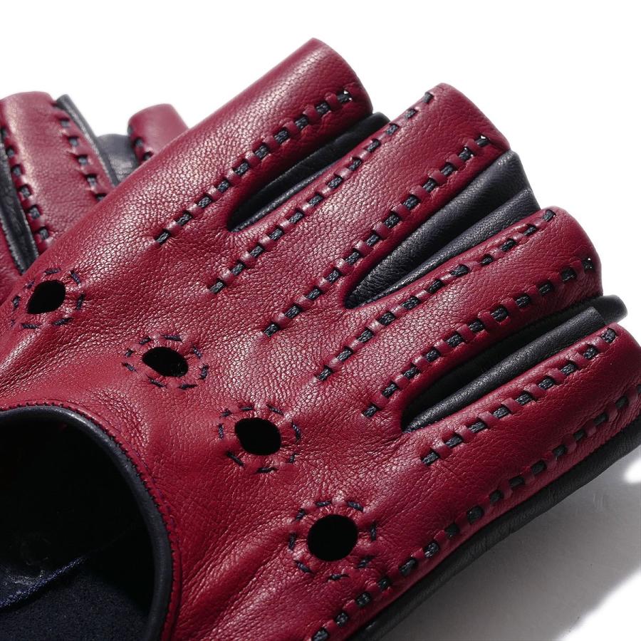 最旬トレンドパンツ 皇室御用達 名門ドライビング グローブmerola メローラ 男性用 メンズ 手ぶくろ 手袋指なし Zu94 ボルドー ネイビー ラムナッパ イタリア製 Merola ドライビンググローブ カットオフ メローラ フォーマル小物