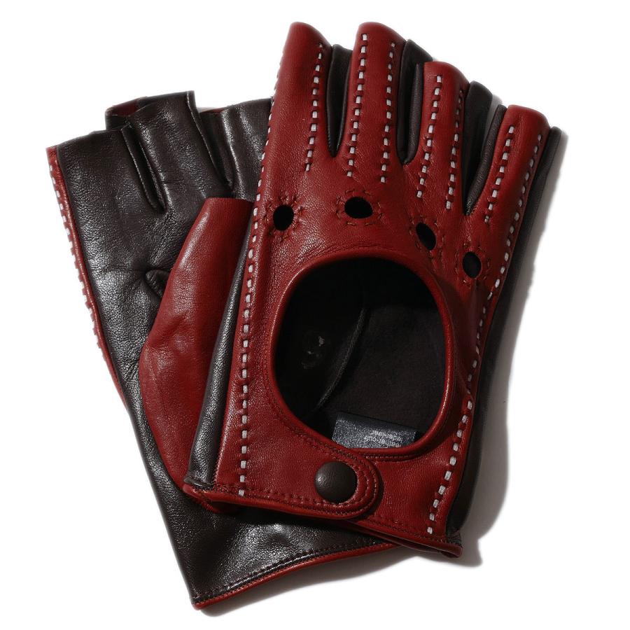 メローラ カットオフ ドライビンググローブ ZU93(ブラウン/チョコ)ラムナッパ【イタリア製】MEROLA 手袋指なし メンズ【手ぶくろ 男性用 】半指