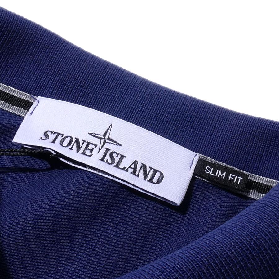 ストーンアイランド　青　ポロシャツ　半袖　101522S18 Lサイズ STONE ISLAND（ストーン アイランド） ガーメントダイ鹿の子ポロシャツ